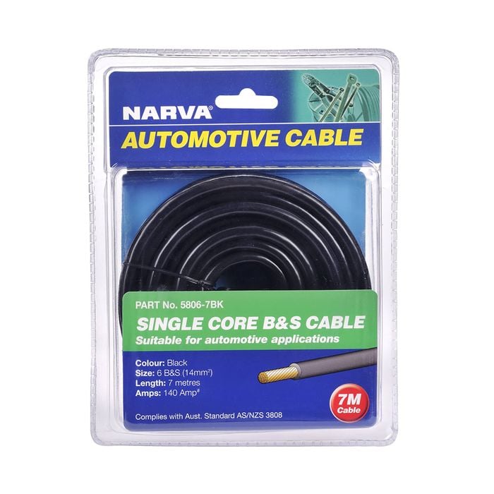 Narva 140A 6B&S Black Single Core Battery Starter Cable - 7m 