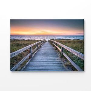Wooden Bridge to Beach North Sea Print 100% Australian Made 120x90cm (Stretched Canvas)