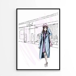 Blue Colored Girl with Fashion Store   Print 100% Australian Made 60 x 90cm   (Poster)