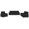 vidaXL Sofa Set with Cushions 2-Seater Sofa Couch Settee 3 Piece Black Fabric