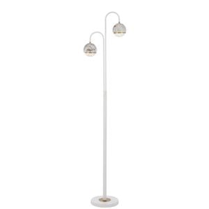 Telbix Oneta Modern Standing Floor Lamp Light Metal Acrylic Clear White Marble White Matt