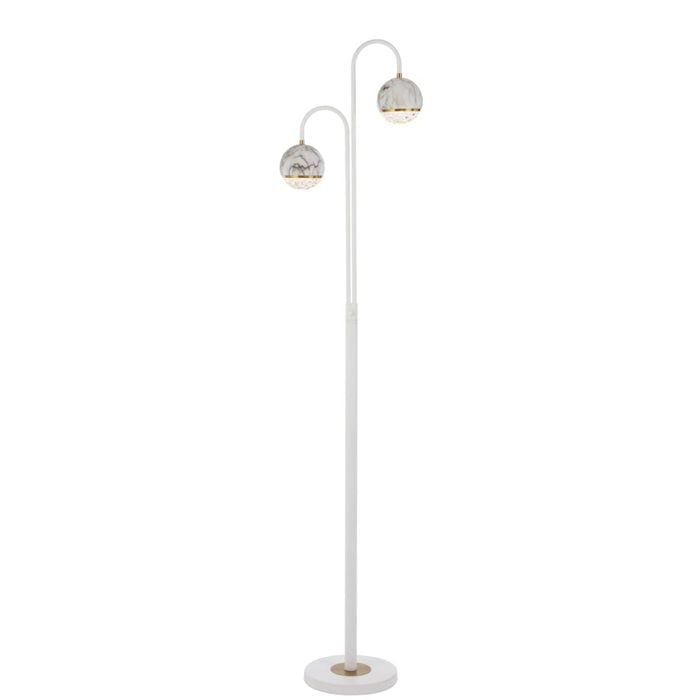 Telbix Oneta Modern Standing Floor Lamp Light Metal Acrylic Clear White Marble White Matt