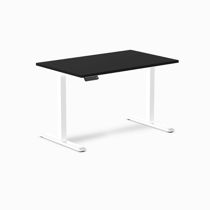Desky Single Sit Stand Black Desk 120 X 75cm White Frame