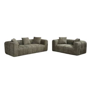 Modern Frameless Compressed Fabric 5 Seater Sofa Set