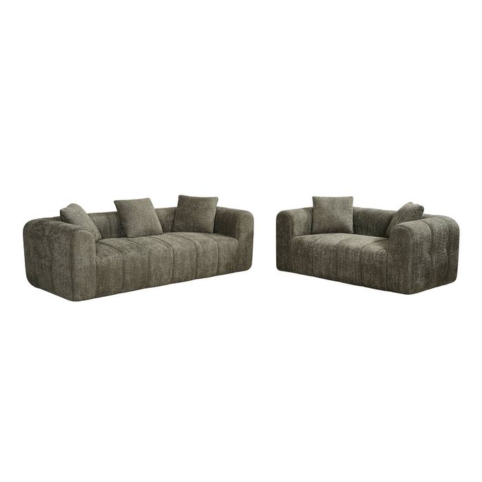 Modern Frameless Compressed Fabric 5 Seater Sofa Set