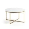 Sheffield coffee table in white marble and golden steel legs 80 cm