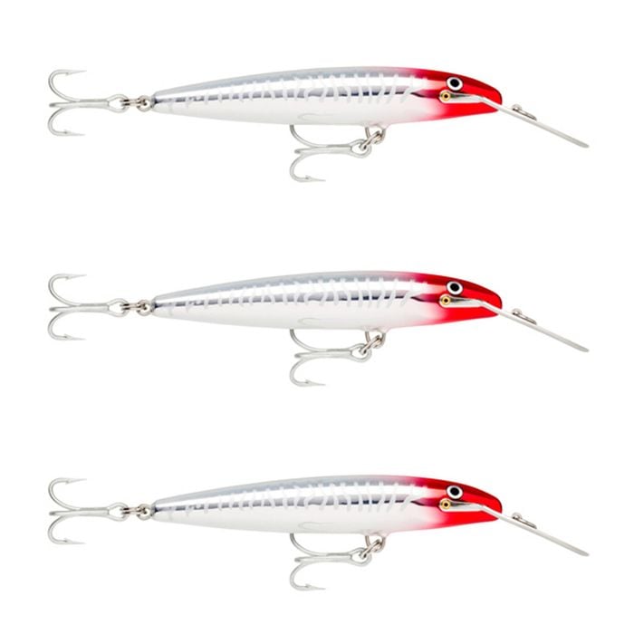 3x Rapala 14cm Countdown Magnum Sinking Trolling Fishing Lures - Red Head UV