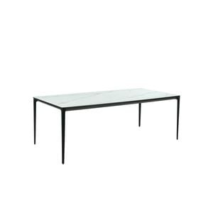 Raimon Furniture Demaris Stone Effect Ceramic Outdoor Kitchen Dining Table 180cm Metal Frame White Marble
