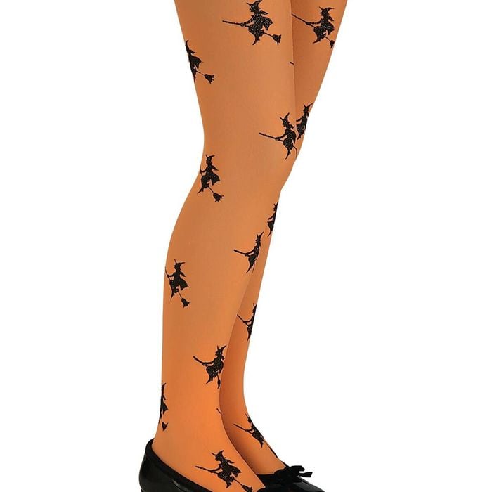 Glitter Witch Tights Halloween Costume Small - Orange