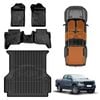 3D Car Floor Mats Tub Liner for Ford Next-Gen Ranger Raptor RA 2022-2025 Heavy Duty Cargo Trunk