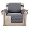 Smarcute 1 Seater Quilted Reversible Sofa Cover with Straps Grey