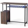 Costway 110x40cm Bar Dining Table Power Strip Rgb Light Stemware Wine Rack