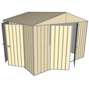 Build-a-Shed 3.0 x 3.0 x 2.3m Dual Double Hinged Door Shed - Cream