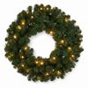 Christabelle 61cm Highland Pine Christmas Wreath Pre Lit Warm White LED Battery Operated Timer Hanging Wall Display Home