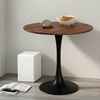 BRIBRION 80cm Round Tulip Dining Table Pedestal Metal Base 2-4 Seater Walnut Brown Wooden