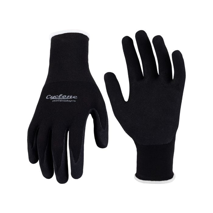 Cyclone Medium Black Invisigrip Tough Gardening Gloves