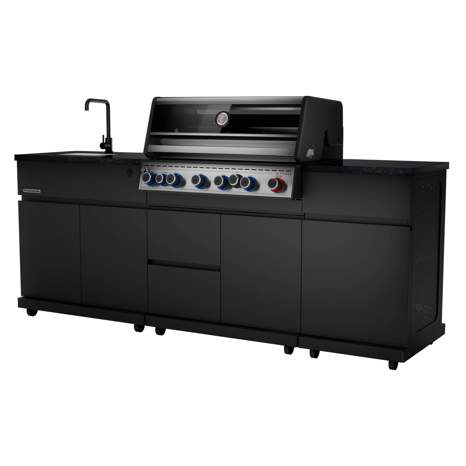 Matador 2554mm Black Titan II Burner Gas BBQ Kitchen Bunnings