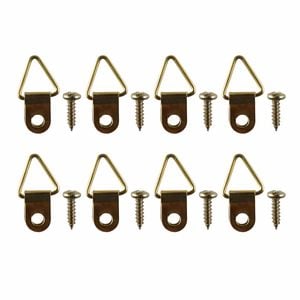 Everhang 6kg Brass Plated Picture Hanging Triangle D-Ring - 8 Pack