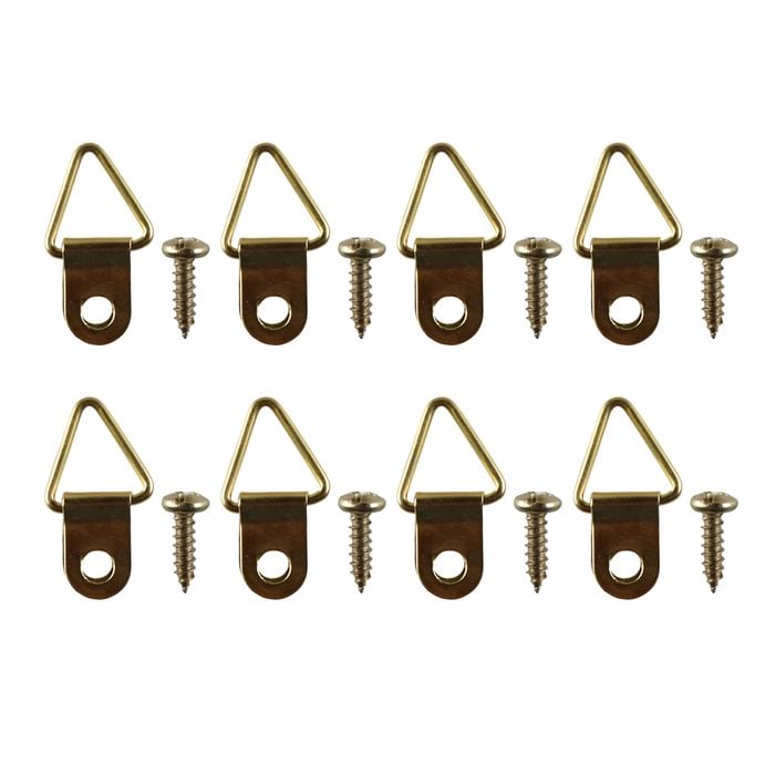 Everhang 6kg Brass Plated Picture Hanging Triangle D-Ring - 8 Pack