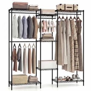 Costway Wardrobe Clothes Rack Closet Organizer Coat Stand Hanging Rods