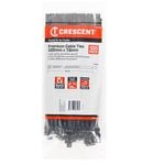 Crescent Black 300 x 7.6mm Heavy Duty Cable Ties - 100 Pack