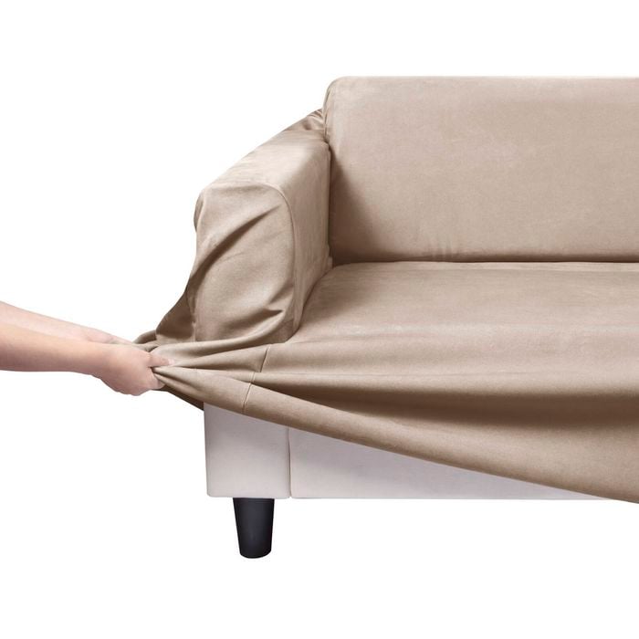 Home Living Premium Faux Suede Cream 2 Seater Couch Sofa Cover
