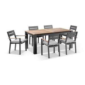 Balmoral 1.8m Table 6 Capri Dining Chairs Charcoal & Olefin Grey Cushions