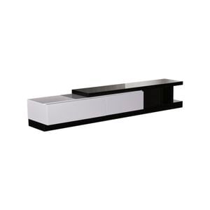 TV Cabinet with 2 Storage Drawers With High Glossy Assembled Entertainment Unit in Black & White colour
