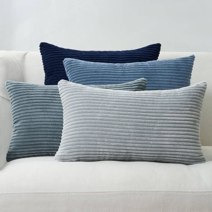 Gioia Casa Corduroy Velvet Cushion Covers - Soft Velvet Fabric with Hidden Zipper - Gradient Blue, 30cm x 50cm (Pack of 4)