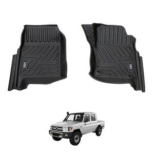 AUSGO Front Row Car Floor Mats for Toyota LandCruiser 79 Series LC79 Dual Cab 2012-Onwards All-Weather Floor Liners