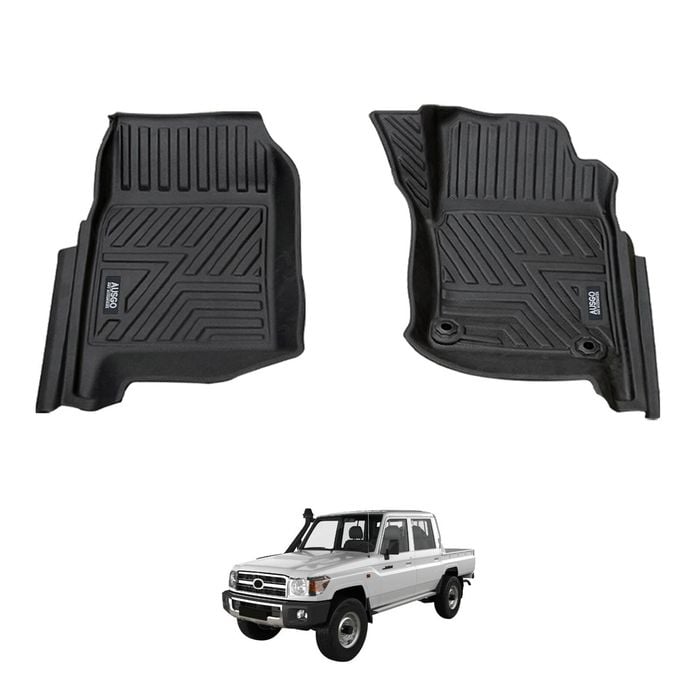 AUSGO Front Row Car Floor Mats for Toyota LandCruiser 79 Series LC79 Dual Cab 2012-Onwards All-Weather Floor Liners
