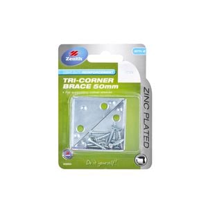 Zenith Tri Corner Brace 50 x 15 x 1.8mm 2pk