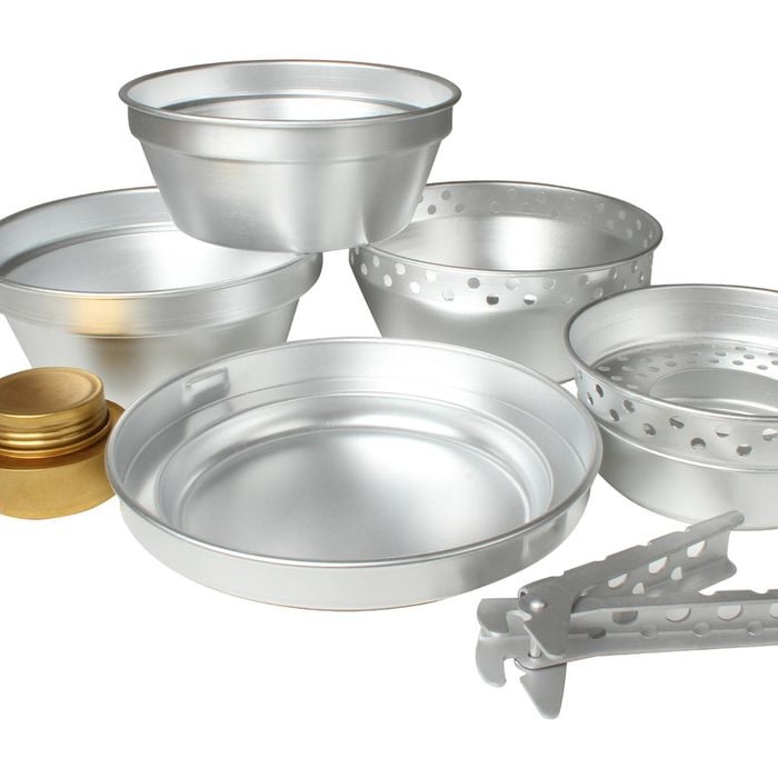 8pc Wildtrak Aluminium Camping Cookware Set Pot/pan W/ Alcohol Burner Silver