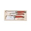 Laguiole Jean Neron Cheese & Paté Knife Set With Cleaver - Red