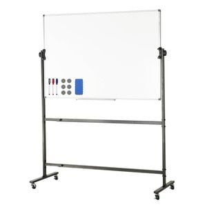 VEVOR Rolling Whiteboard Double-Sided Magnetic Mobile 360°Reversible Adjustable Height for Office School