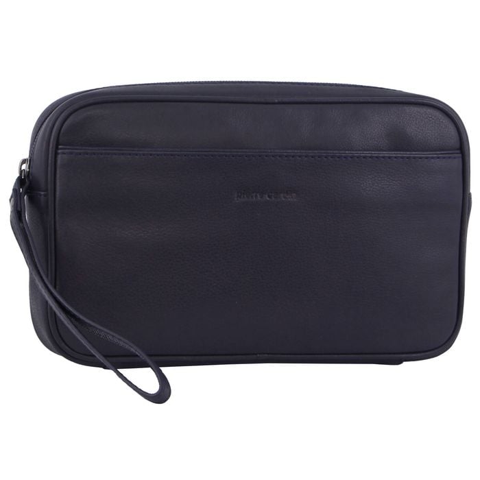 Pierre Cardin Mens Leather Organizer Bag Toiletry Case  Navy