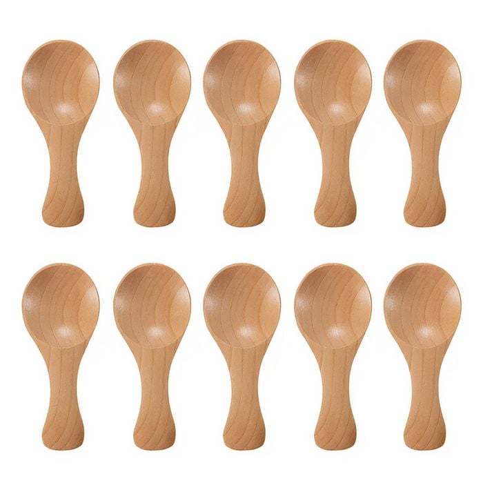 Anygleam Natural Wood 10 pcs Wooden Kitchen Spoon Kitchen Tableware