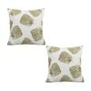 SOGA 2X 50cm Throw Pillows – White with Olive Green Autumn