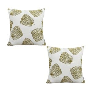 SOGA 2X 50cm Throw Pillows – White with Olive Green Autumn