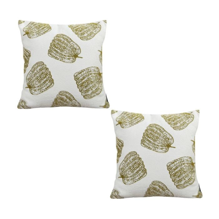 SOGA 2X 50cm Throw Pillows – White with Olive Green Autumn