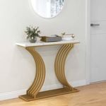 Costway Modern Entryway Side Table Console Table w/Faux Marble Tabletop