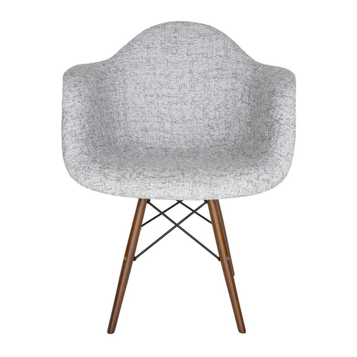SK Designer Living | Replica Eames DAW Eiffel Chair | Fabric & Walnut - Textured Light Grey
