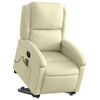 vidaXL Stand up Massage Recliner Chair Armchair Single Sofa Cream Real Leather