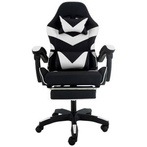 Sarantino Cueva Reclining High Back Office Gaming Chair with Retractable Footrest Office Computer Seating BKWH