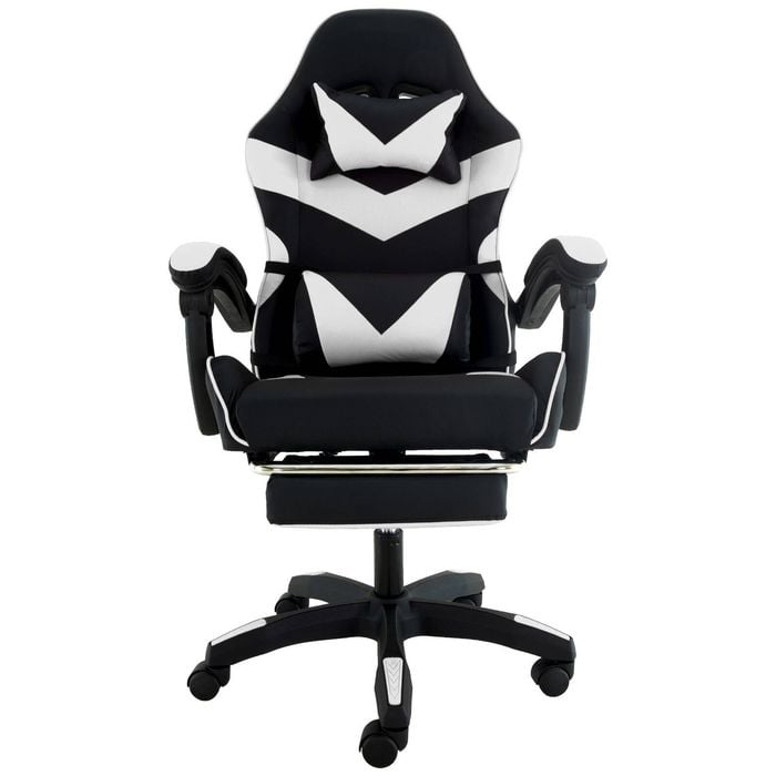Sarantino Cueva Reclining High Back Office Gaming Chair with Retractable Footrest Office Computer Seating BKWH