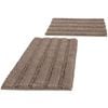 Smarcute 2 Pieces - 50cm x 81cm & 43cm x 61cm Non-Slip Chenille Bath Mat Rug Khaki