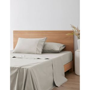 Onkaparinga 300TC Hepburn 100% Cotton Percale Sheet Set Linen Beige Queen