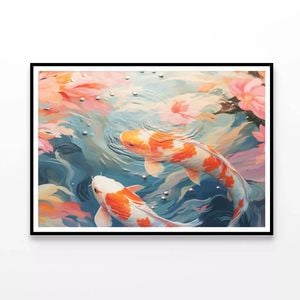 Painting Of a Group of Fishes  Print 100% Australian Made 90x60cm  (Poster)