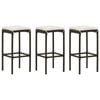 vidaXL Bar Stools with Cushions 3 pcs Brown Poly Rattan