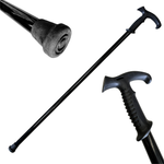 90cm Extra Sturdy Steel Walking Stick Pole w Ergonomic Handle  Black
